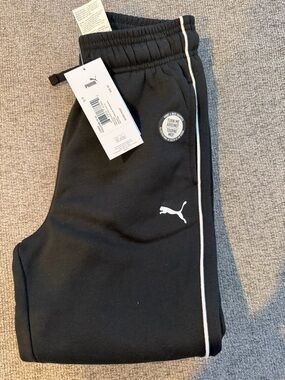 Puma Black Jogger Pants with White Piping